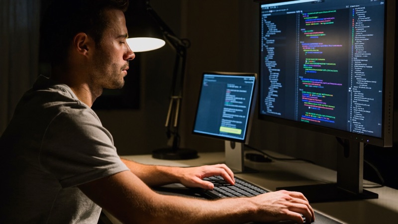 Sviluppatore che programma assistito dall'AI